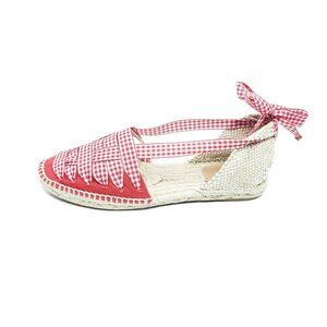 Castaner Red Gingham Espadrille Sandals Size 39 US 8 Bow Tie Ankle Flats Spain